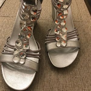 Style & Co. wedge silver rhinestone 3 inch heels
